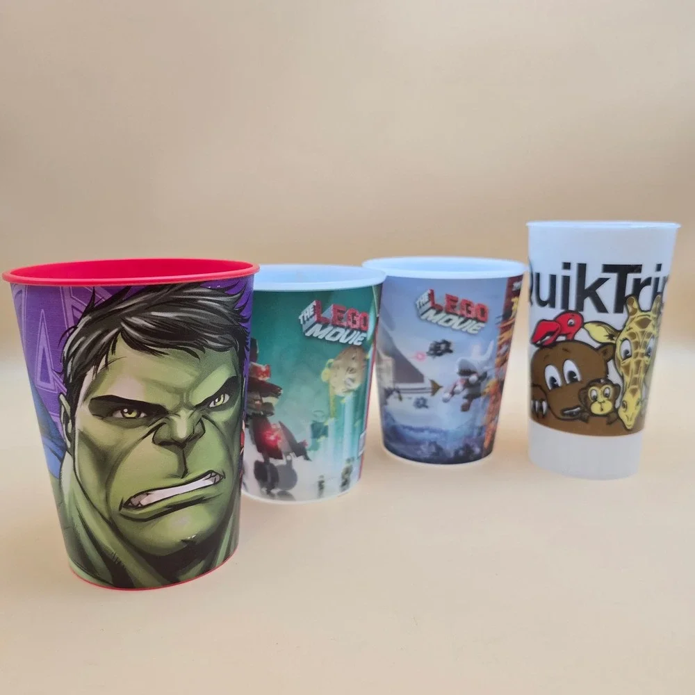 Marvel Avengers LEGO Movie Kwik Trip Plastic Souvenir Cups Lot of 4 Iron Man